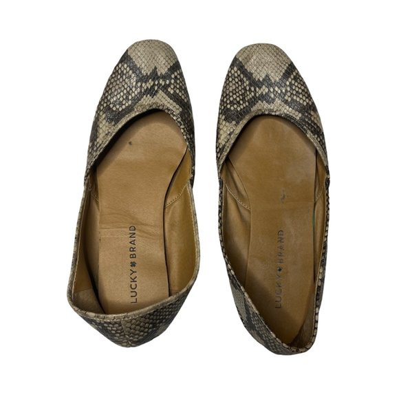 Lucky Brand Ameena Flats Womens Leather Snake Print Slip On Shoes Size 8.5 M - Picture 10 of 11